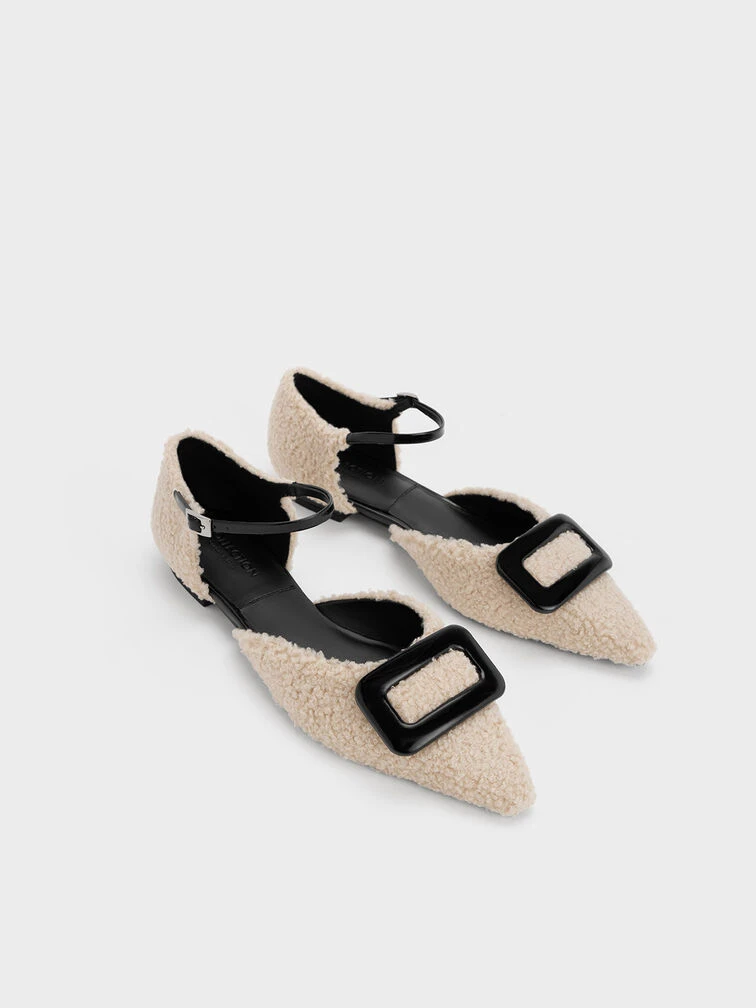 Rosalie Leather Furry D'Orsay Flats 5 Rosalie Leather Furry D'Orsay Flats - Image 3