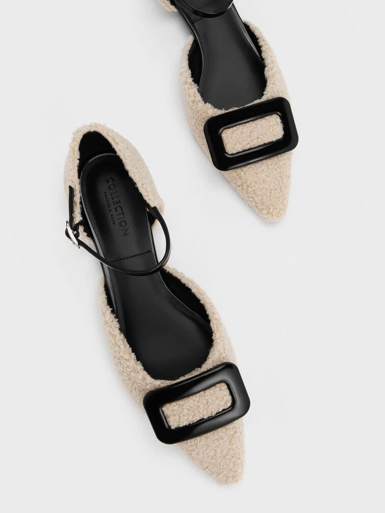 Rosalie Leather Furry D'Orsay Flats 9 Rosalie Leather Furry D'Orsay Flats - Image 7