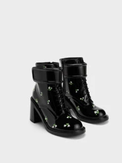Rosalie Leather Floral Ankle Boots -Charles & Keith 2023 L6 SL1 91900005 24 3