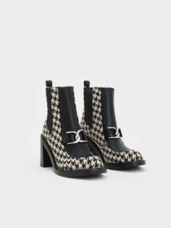Gabine Houndstooth Block Heel Ankle Boots -Charles & Keith 2023 L6 SL1 91900006 24 3