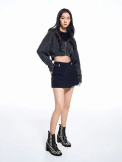 Gabine Houndstooth Block Heel Ankle Boots -Charles & Keith 2023 L6 SL1 91900006 24 4