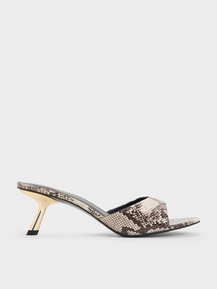 Snake-Print Slant Heel Mules 3 Snake-Print Slant Heel Mules