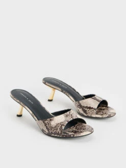 Snake-Print Slant Heel Mules 11 Snake-Print Slant Heel Mules -Charles & Keith 2023 L7 CK1 60190328 F7 3