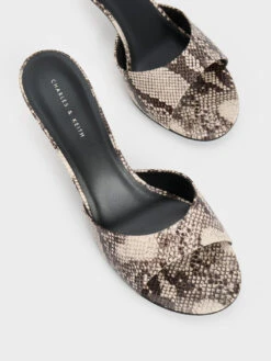 Snake-Print Slant Heel Mules 15 Snake-Print Slant Heel Mules -Charles & Keith 2023 L7 CK1 60190328 F7 8