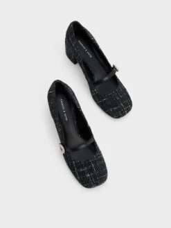 Tweed Crystal-Embellished Mary Jane Pumps -Charles & Keith 2023 L7 CK1 60361487 24 8