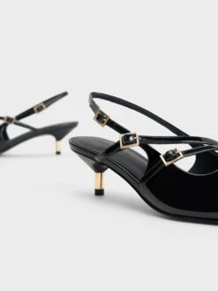 Patent Buckle-Strap Kitten Heel Slingback Pumps -Charles & Keith 2023 L7 CK1 61720170 J5 5
