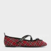 Tartan-Print Crossover-Strap Mary Jane Flats -Charles & Keith 2023 L7 CK1 70381023 08 1