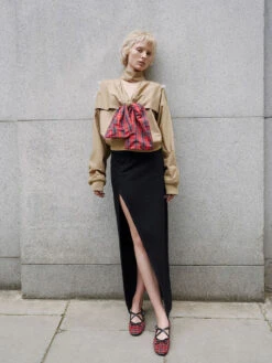 Tartan-Print Crossover-Strap Mary Jane Flats -Charles & Keith 2023 L7 CK1 70381023 08 2