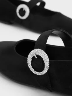 Textured Crystal-Embellished Buckle Mary Jane Flats -Charles & Keith 2023 L7 CK1 70580215 B8 5