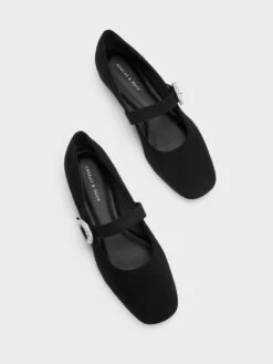 Textured Crystal-Embellished Buckle Mary Jane Flats -Charles & Keith 2023 L7 CK1 70580215 B8 8