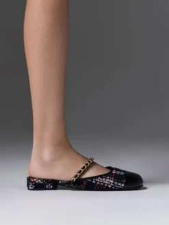 Patent & Tweed Chain-Strap Mules 10 Patent & Tweed Chain-Strap Mules -Charles & Keith 2023 L7 CK1 70900488 24 2