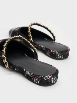 Patent & Tweed Chain-Strap Mules 13 Patent & Tweed Chain-Strap Mules -Charles & Keith 2023 L7 CK1 70900488 24 5
