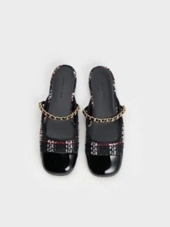 Patent & Tweed Chain-Strap Mules 15 Patent & Tweed Chain-Strap Mules -Charles & Keith 2023 L7 CK1 70900488 24 8