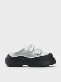 Nylon Metallic Padded Double-Strap Slip-On Sneakers