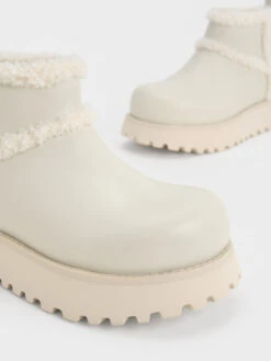 Fur-Trim Flatform Ankle Boots -Charles & Keith 2023 L7 CK1 90280054 41 7