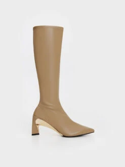 Devon Metallic Blade-Heel Knee-High Boots