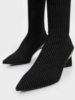 Devon Striped Metallic Blade-Heel Knee-High Boots -Charles & Keith 2023 L7 CK1 90360384 66 5