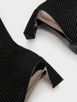 Devon Striped Metallic Blade-Heel Knee-High Boots -Charles & Keith 2023 L7 CK1 90360384 66 7