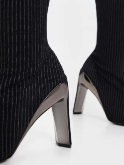 Devon Metallic Striped Blade-Heel Ankle Boots -Charles & Keith 2023 L7 CK1 90360385 66 7