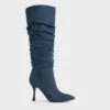 Aster Denim Ruched Knee-High Boots -Charles & Keith 2023 L7 CK1 90580185 06 1