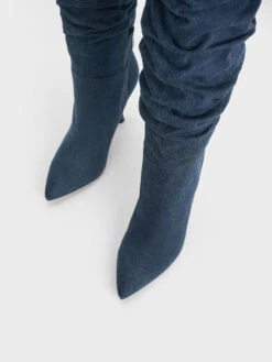 Aster Denim Ruched Knee-High Boots -Charles & Keith 2023 L7 CK1 90580185 06 8