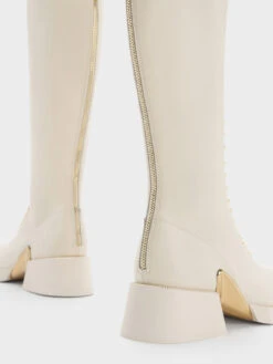 Devon Metallic-Accent Lace-Up Knee-High Boots -Charles & Keith 2023 L7 CK1 90920130 41 5