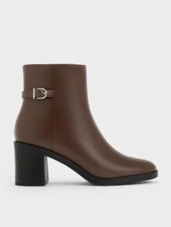 Side-Buckle Block Heel Ankle Boots