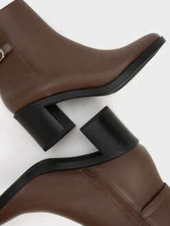 Side-Buckle Block Heel Ankle Boots -Charles & Keith 2023 L7 CK1 91720015 29 5