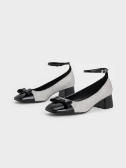 Leather & Glitter Bow Ankle-Strap Pumps -Charles & Keith 2023 L7 SL1 61790019 07 3