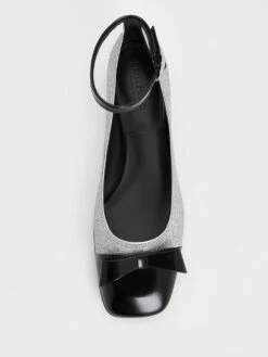 Leather & Glitter Bow Ankle-Strap Pumps -Charles & Keith 2023 L7 SL1 61790019 07 8