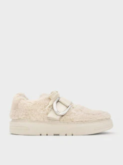 Gabine Leather Furry Sneakers