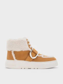 Gabine Leather Fur-Lined High-Top Sneakers