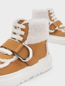 Gabine Leather Fur-Lined High-Top Sneakers -Charles & Keith 2023 L7 SL1 70900038 02 7