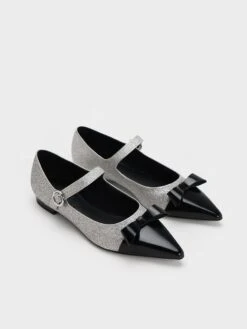 Leather Glittered Bow Mary Jane Flats 8 Leather Glittered Bow Mary Jane Flats -Charles & Keith 2023 L7 SL1 71790022 07 3