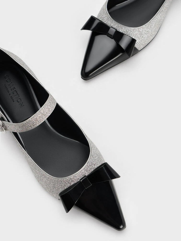 Leather Glittered Bow Mary Jane Flats 7 Leather Glittered Bow Mary Jane Flats - Image 5