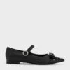 Bead-Embellished Leather Bow Mary Jane Flats -Charles & Keith 2023 L7 SL1 71790022 1 01 1