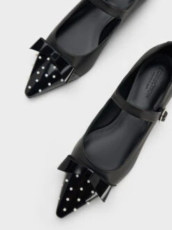 Bead-Embellished Leather Bow Mary Jane Flats 11 Bead-Embellished Leather Bow Mary Jane Flats -Charles & Keith 2023 L7 SL1 71790022 1 01 8